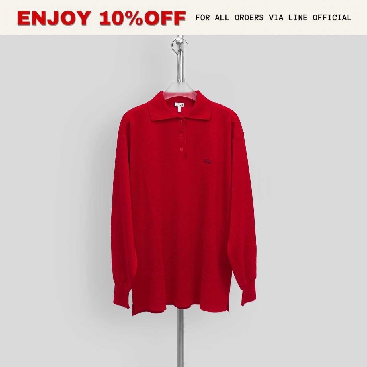 NEW! LOEWE Polo Sweater In Cashmere&Silk Blend สี Red | RTW