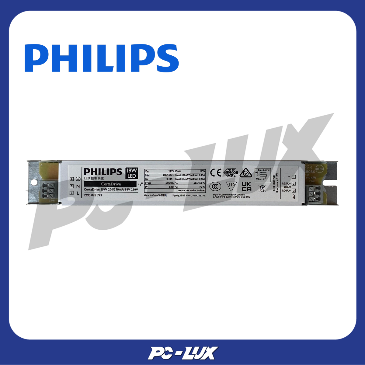 PHILIPS ไดรเวอร์ CertaDrive รุ่น 19W 200/350mA 54V 230V