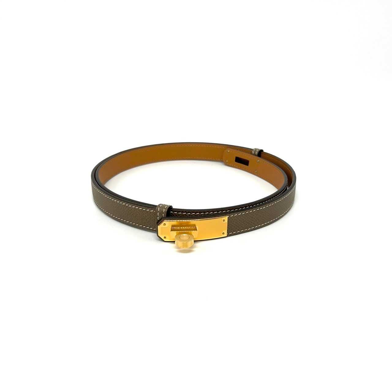 New Hermes kelly18 belt etoupe epsom ghw