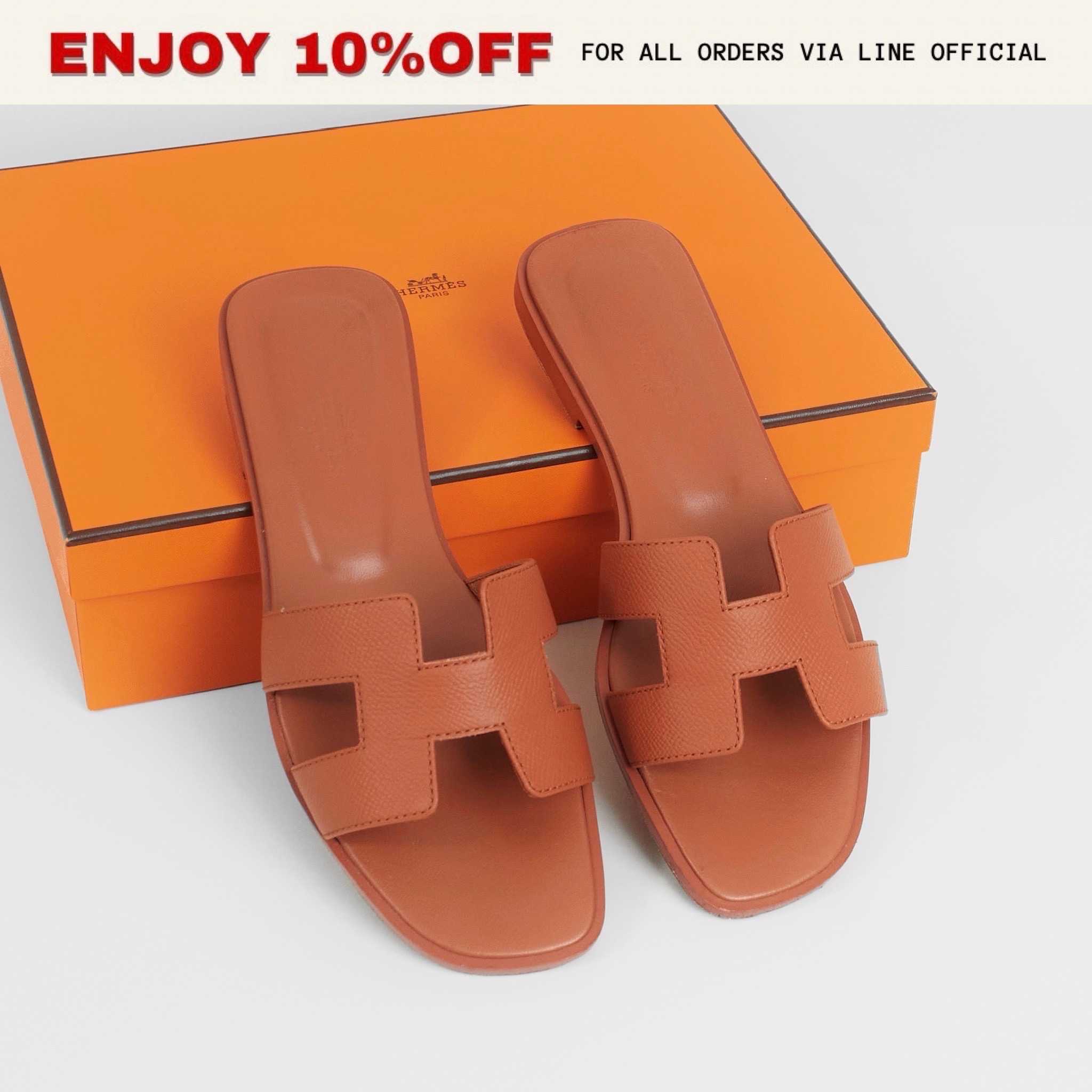 📍LIKE NEW📍HERMES Oran Sandals สี Orange Canyon Epsom | Shoes