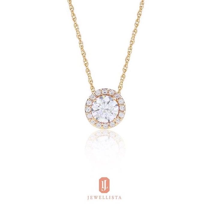Jewellista จี้พร้อมสร้อย Halo งานเงินแท้ ประดับพลอย Zirconia