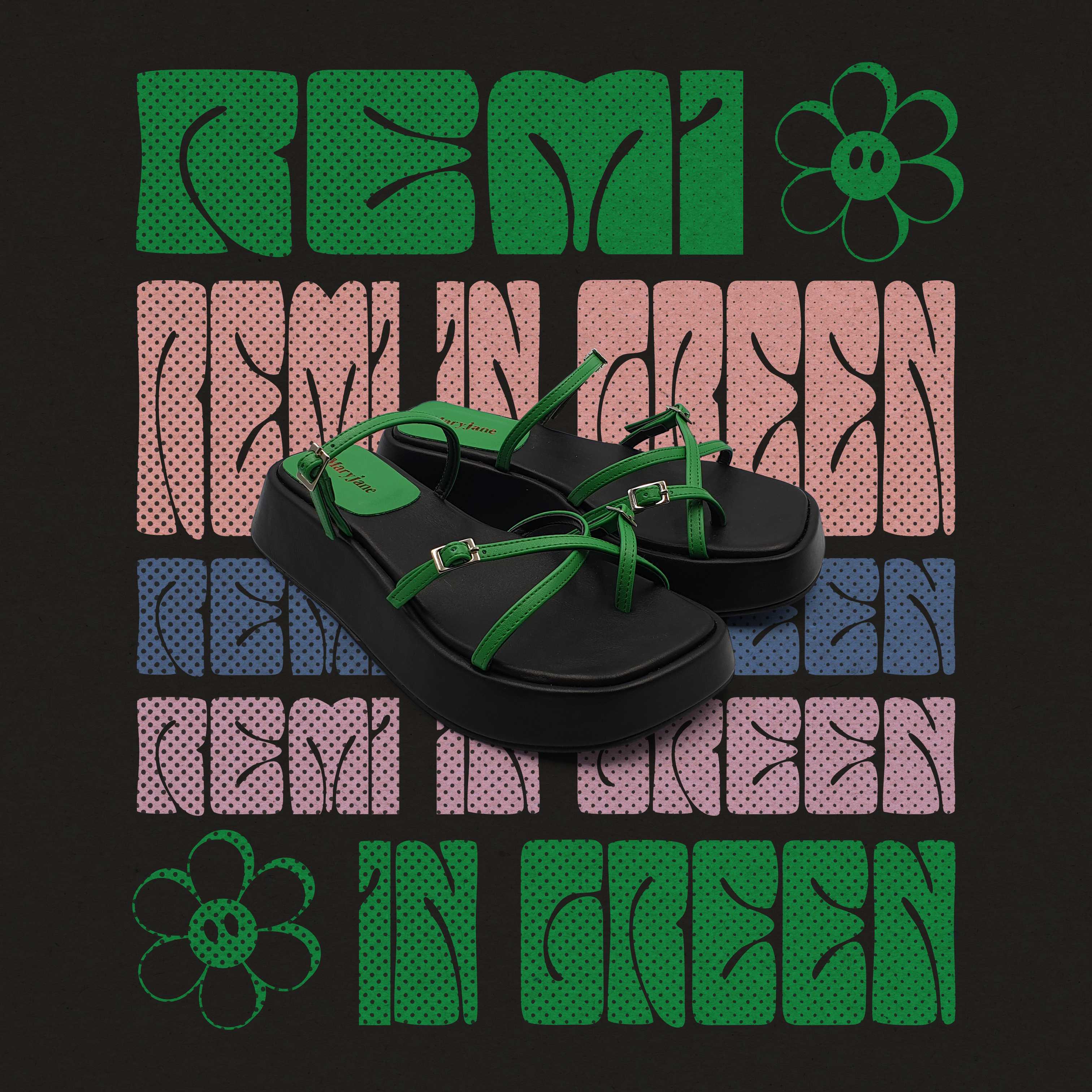 REMI PLATFORM SANDALS IN GREEN