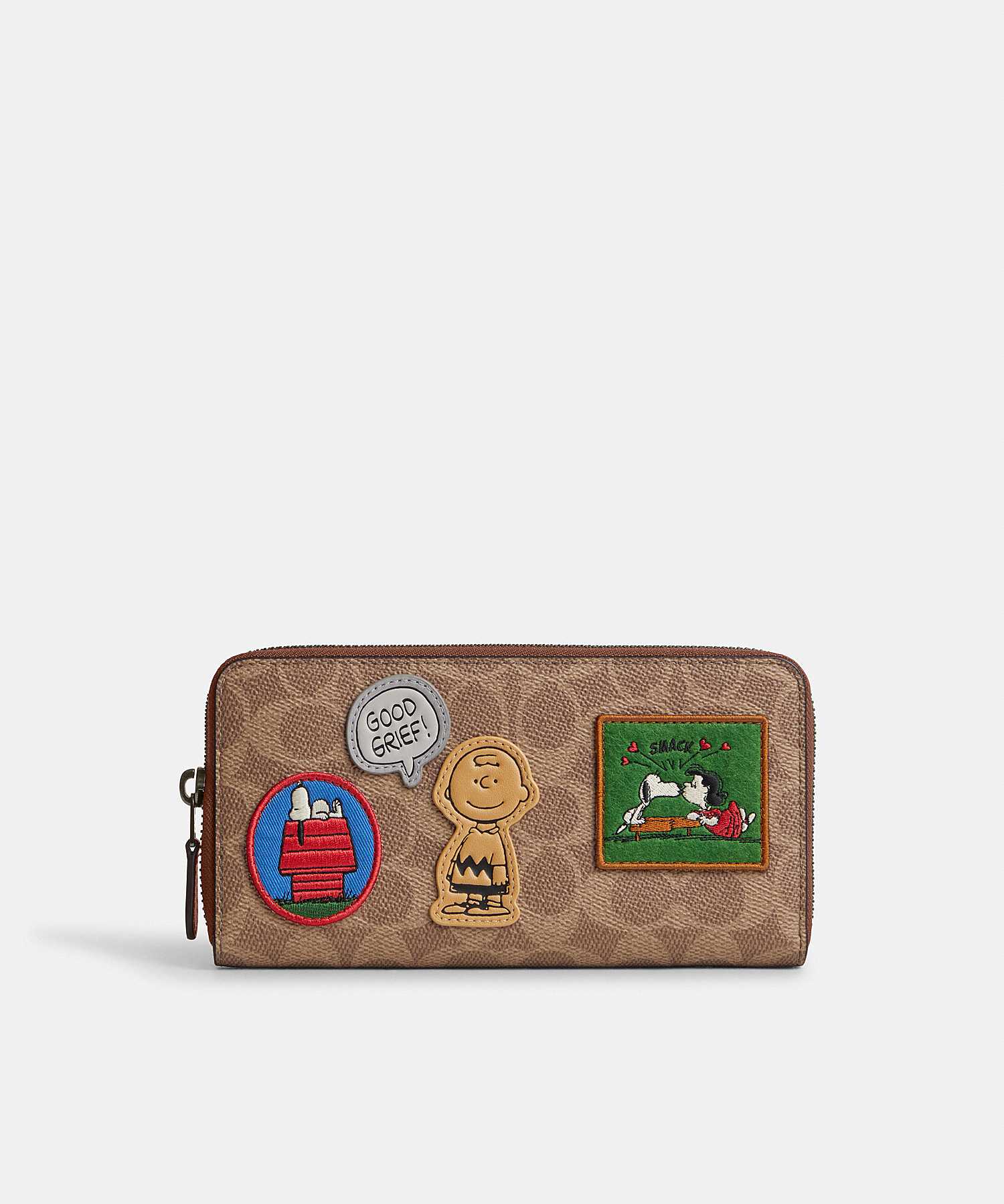 COACH X PEANUTS ACCORDION WALLET IN SIGNATURE CANVAS WITH PATCHES CBS93 QBTAM