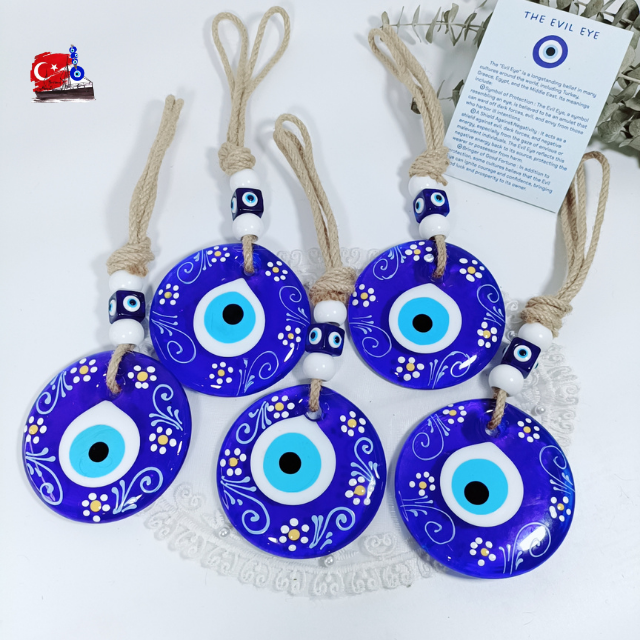 Evil Eye ของแท้ จากตุรกี โมบายแขวน แก้ว9CM งานวาดลวดลาย เครื่องราง ป้องกันสิ่งชั่วร้าย นำพาความโชคดี