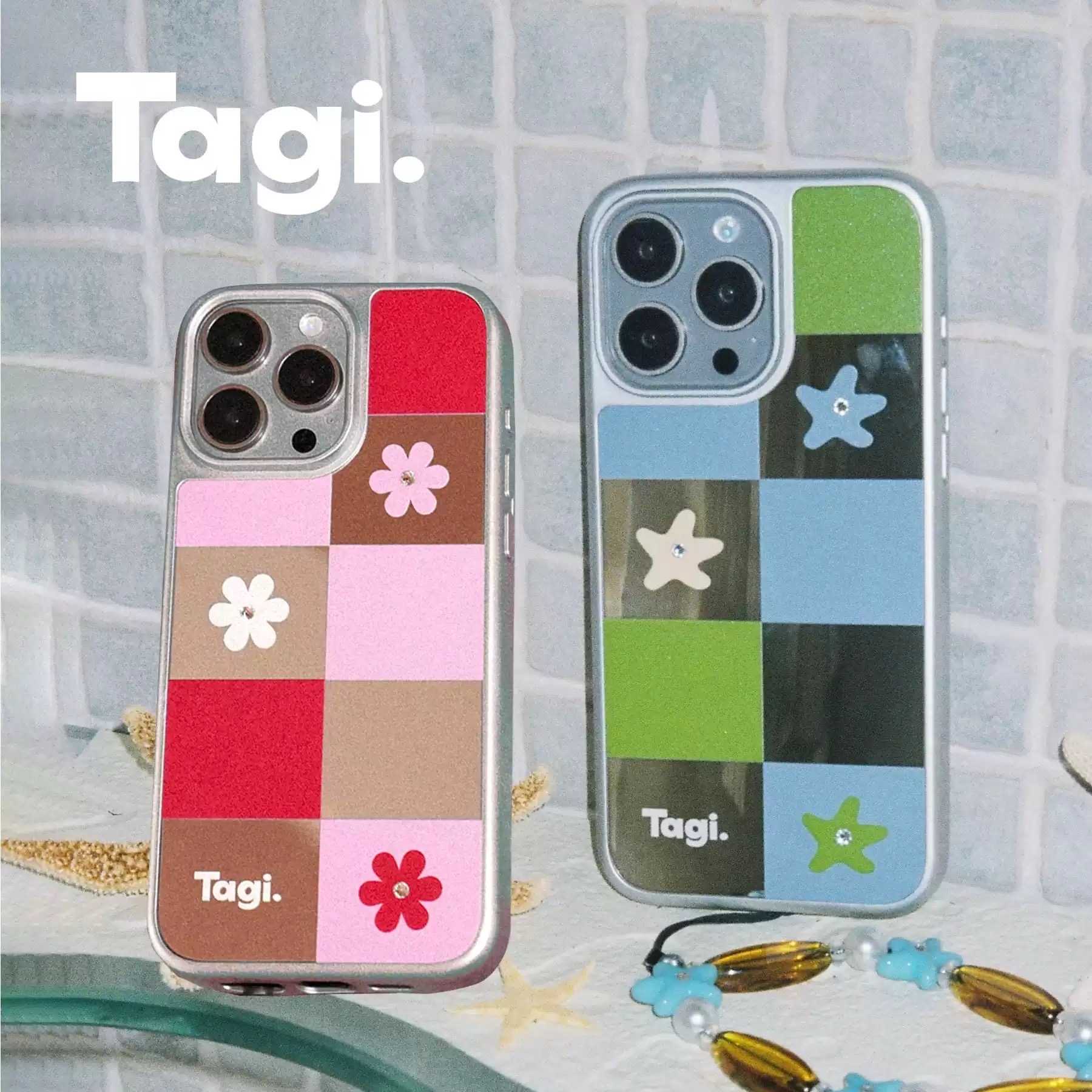 TAGi | Mirror diamond grid phone case (preorder 7-14 days)