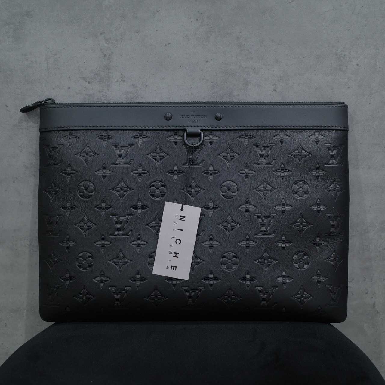 LOUIS VUITTON BLACK POCHETTE MONOGRAM SHADOW