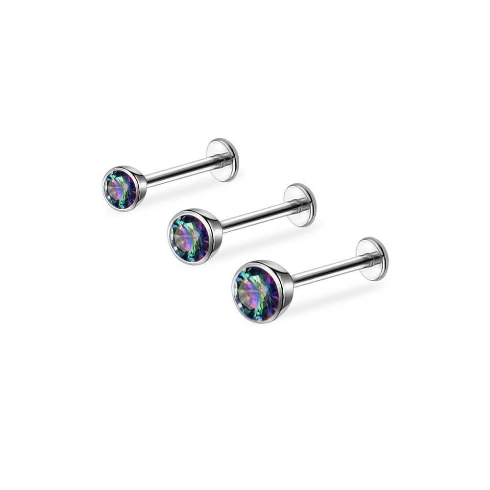 PiercingRoomByJay Vitrial Medium CZ Bazel Titanium Flat back เกรดการแพทย์ (ราคาต่อชิ้น)
