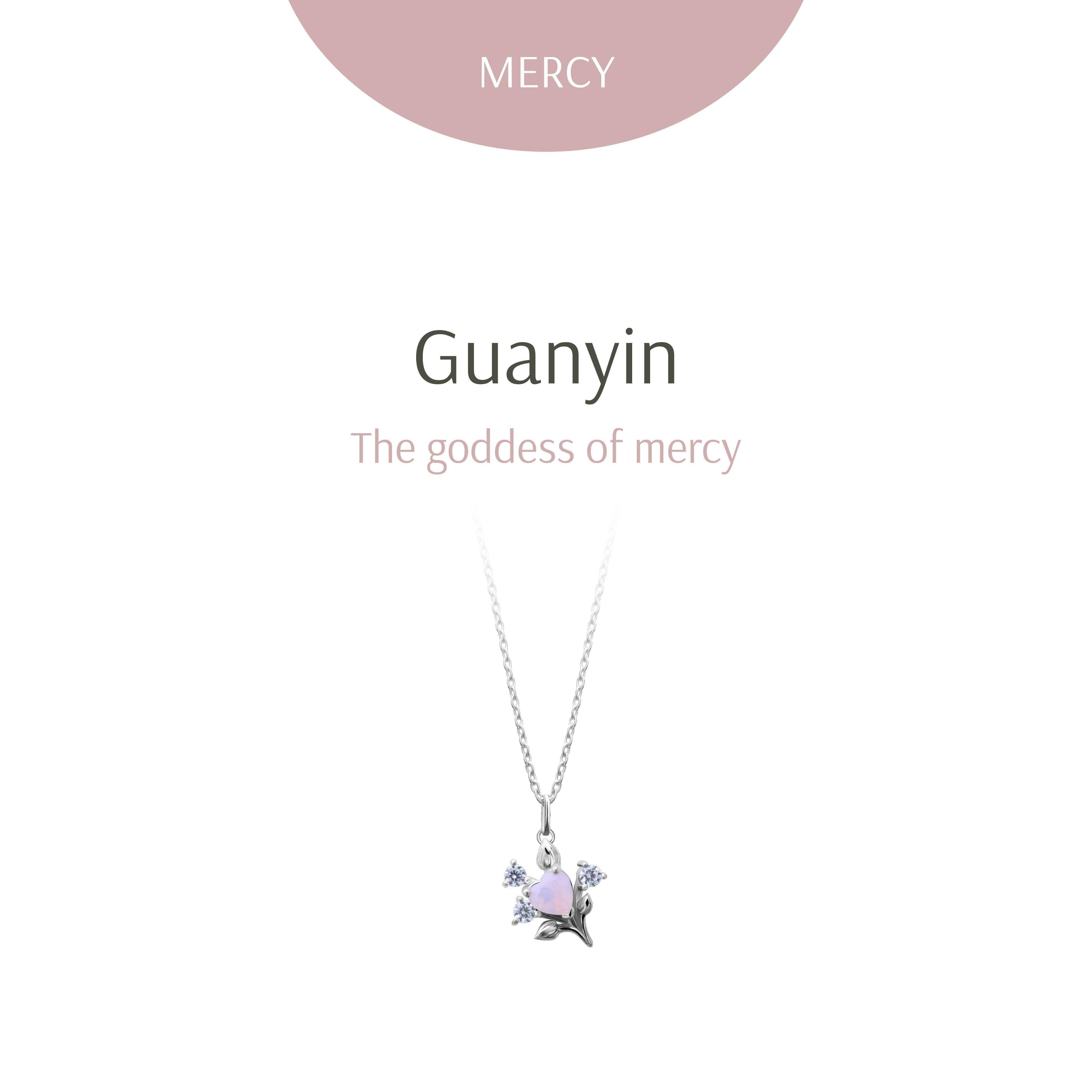 Guanyin Heart Bouquet Silver Necklace