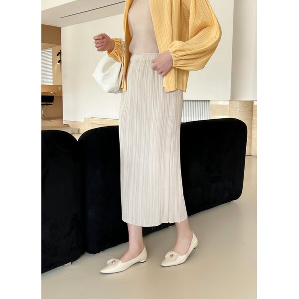 ยาว 32.5นิ้ว! 2MUAY รุ่น GJO1724 กระโปรงพลีทคุณภาพ PENCIL PLEATED SKIRT 11 สี FREE SIZE