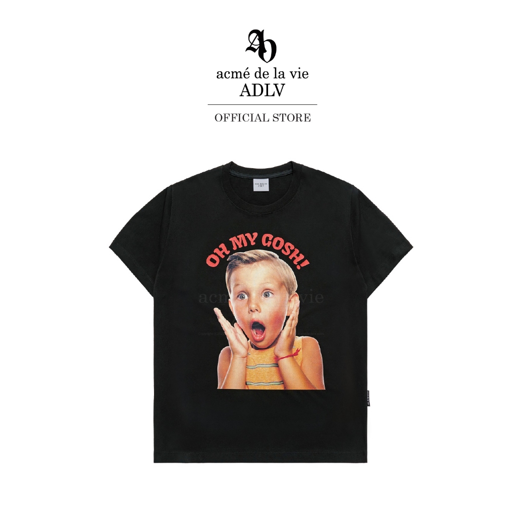 ADLV [acme de la vie] เสื้อยืด Oversize รุ่น Scream Boy Lettering Baby Face T-Shirt Black