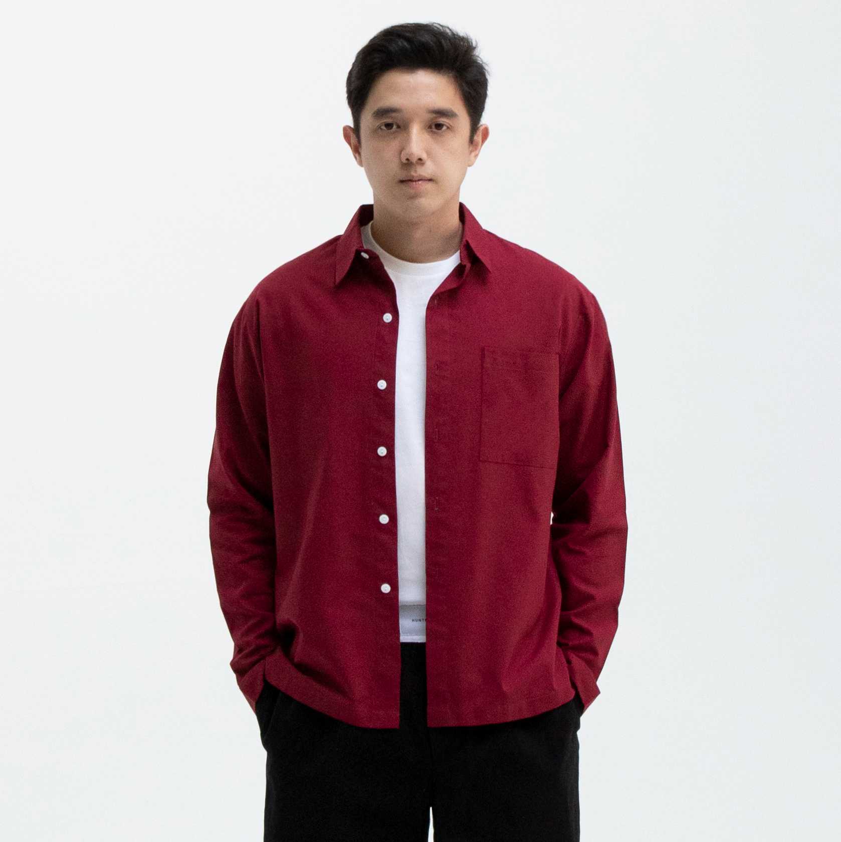 Hunter Studios - Fainly Long Sleeve Shirts Red