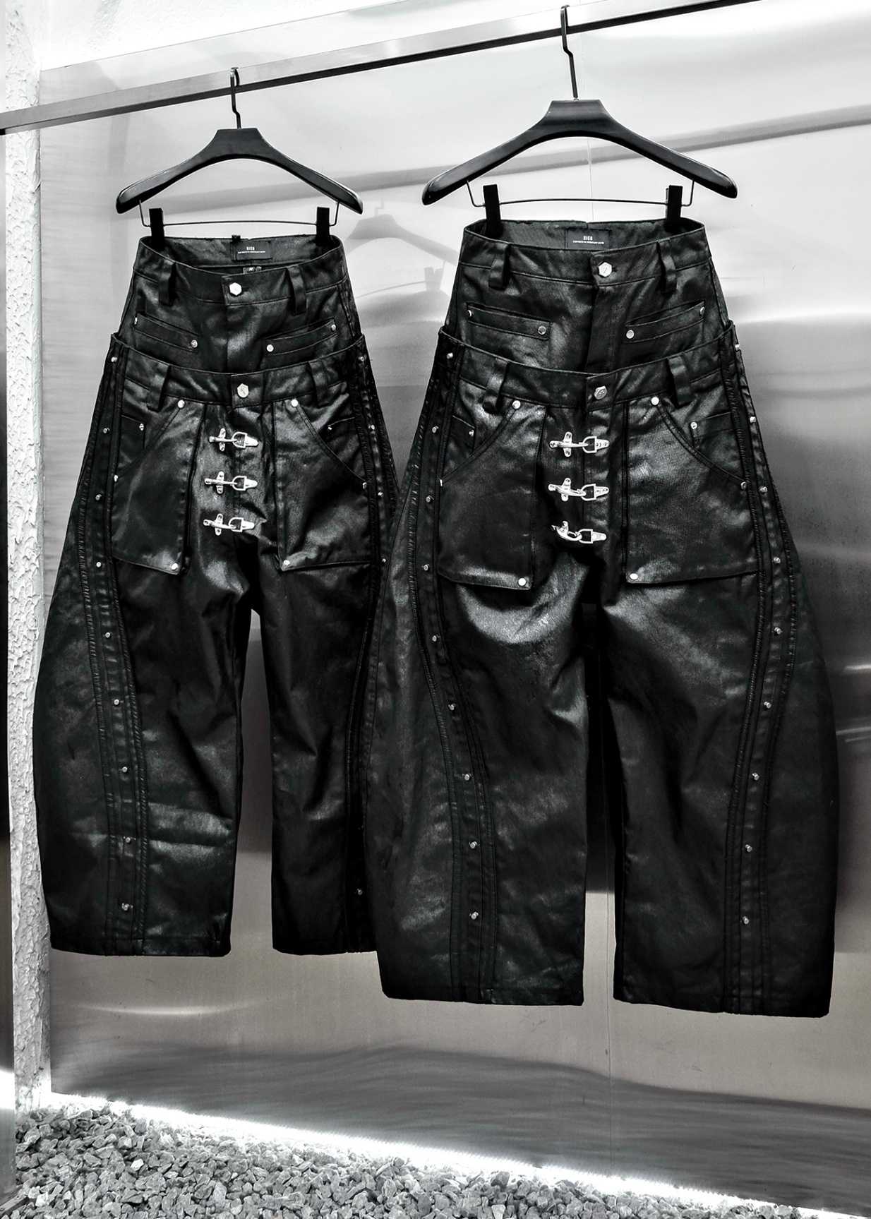 RICH - Mock Double Waist Wide Leg Pants