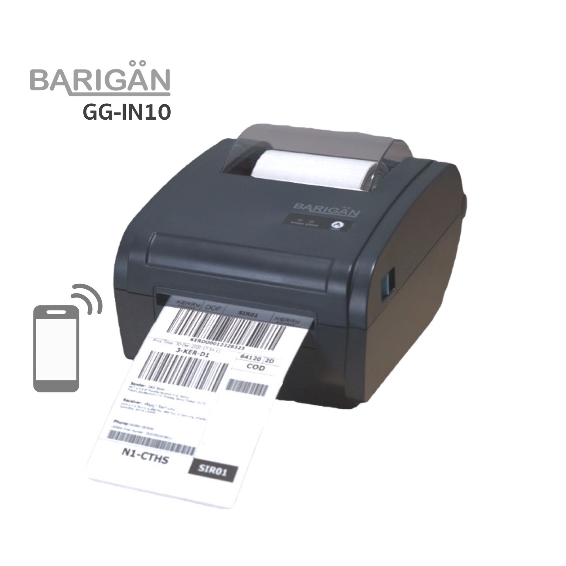 เครื่องพิมพ์ฉลาก BARIGAN รุ่น GG-IN10 ผ่าน Bluetooth USB High Speedพิมพ์ใบปะหน้าพัสดุ ไม่ใช้หมึก
