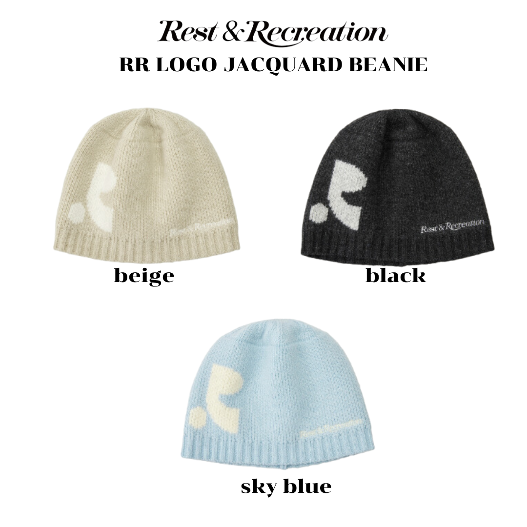 พรีออเดอร์ Rest and Recreation หมวก beanie รุ่น RR LOGO JACQUARD BEANIE - beige black sky blue