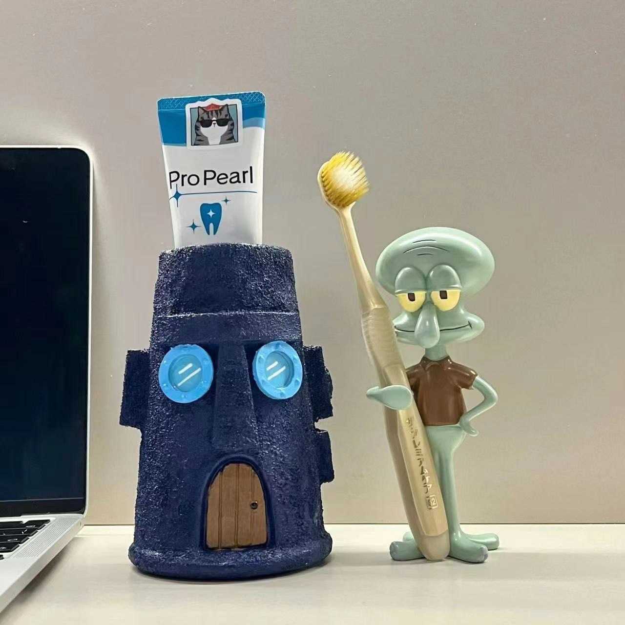 กล่องใส่ของบ้านสควิดเวิร์ด ที่ใส่แปรง กล่องใส่ปากกา Squidward's Moai House บ้านรูปหินโมไอ
