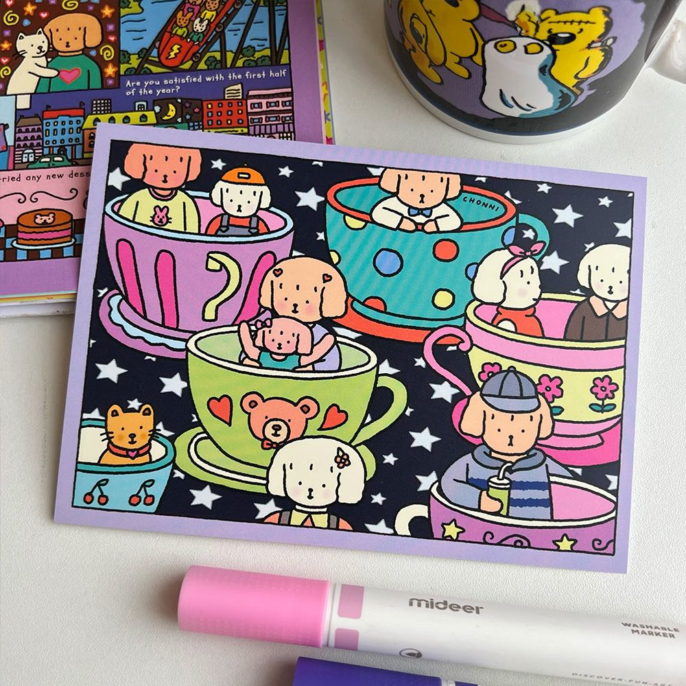 (Postcard) Spinning Cups