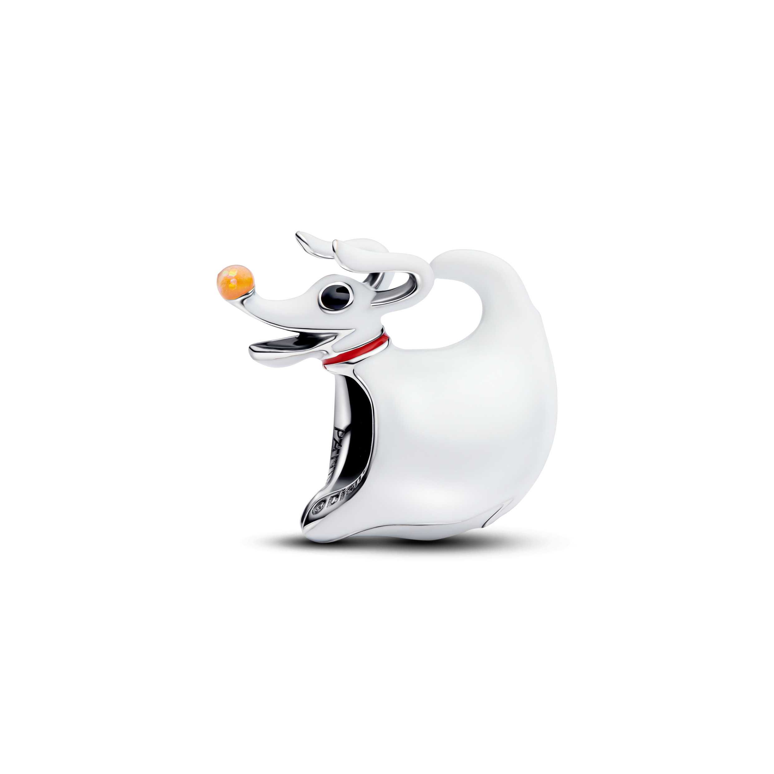 Disney Dark Zero Dog sterling silver charm with black, red, orange and white glow in the dark enamel