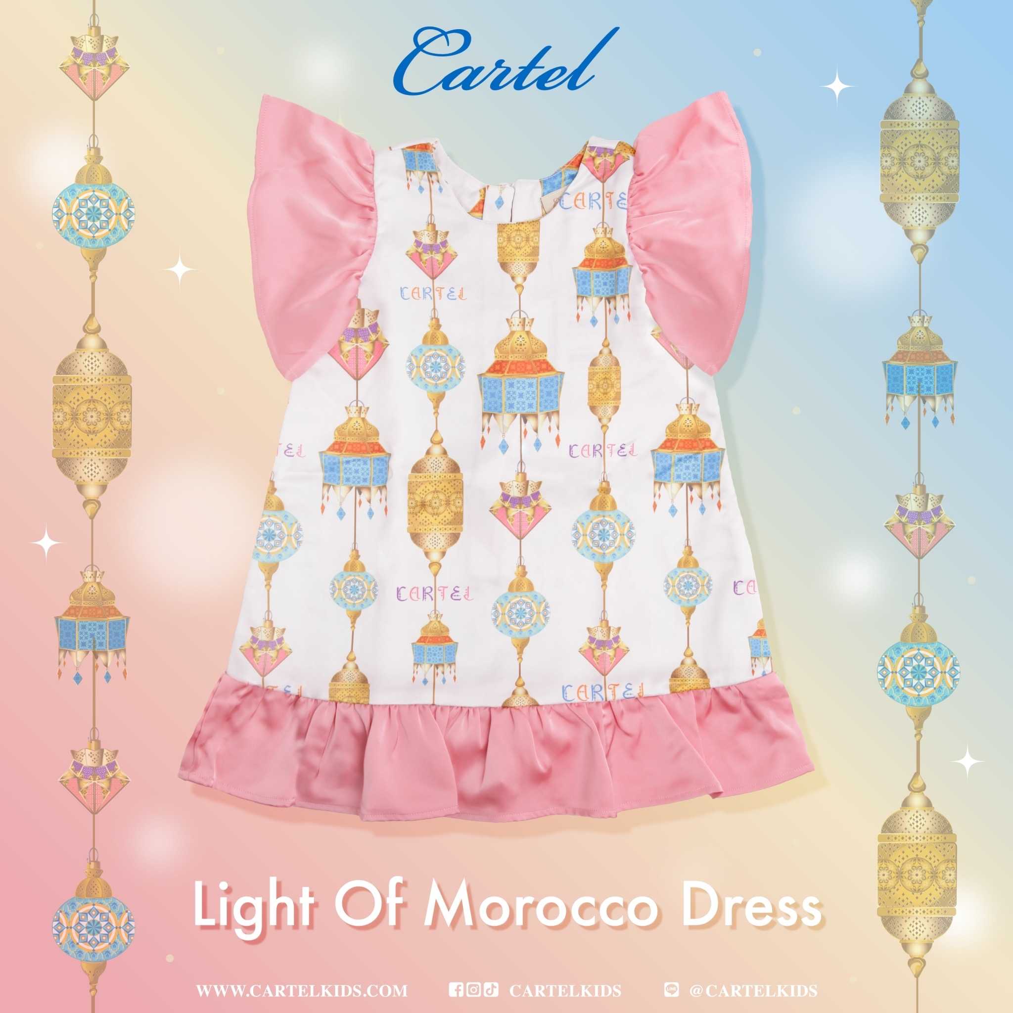 (CM) LIGHT OF MOROCCO DRESS เดรสเด็กสีชมพูแขนระบาย Cartelkids