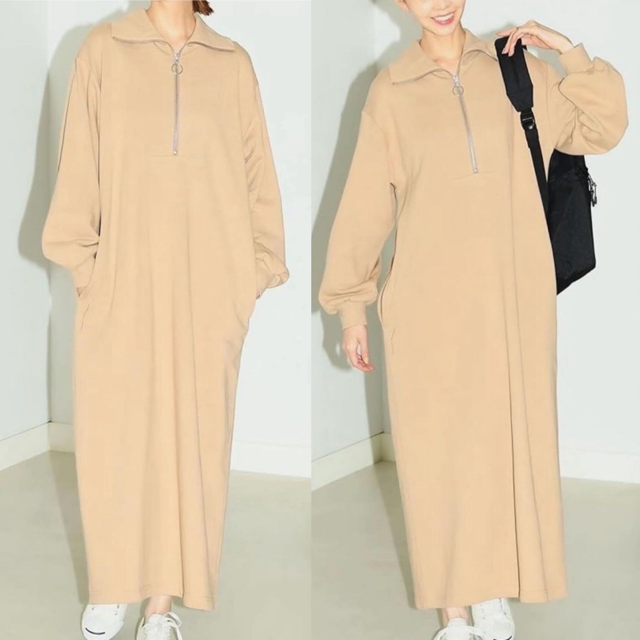 Japan B MING Life Store by BEAMS   Dress B: MING by BEAMS Half Zip Fleece Dress Women