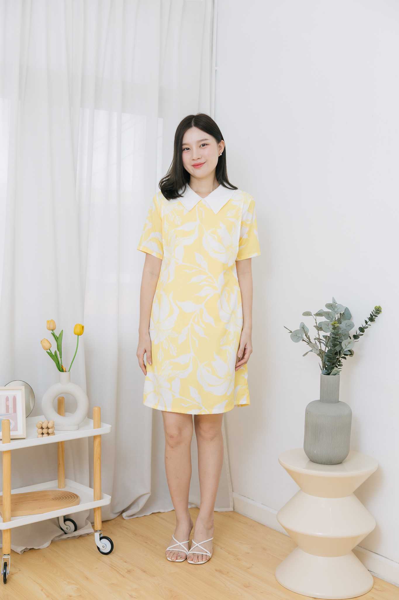 เดรสให้นม Yellow floral collar dress