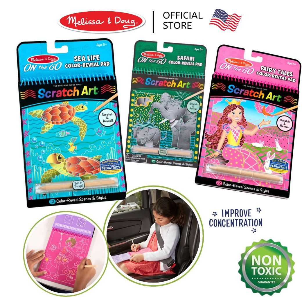 (ของแท้ USA) กระดาษขูดสีรุ้ง ของเล่นศิลปะ DIY Scratch Art Melissa & Doug สมุดระบายสี เสริมสมาธิ