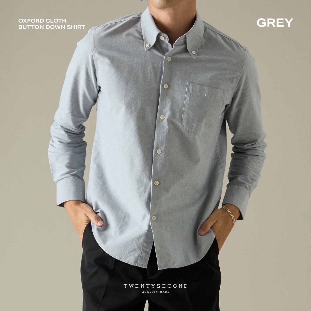 OXFORD OCBD BTD SHIRT - GREY