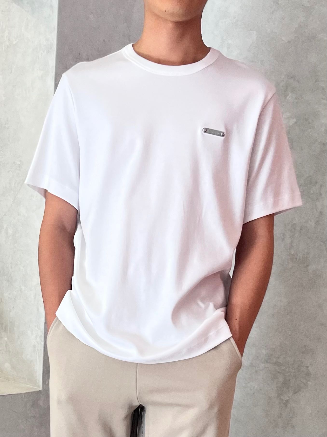 SALE Helmut Lang METAL LOGO TEE - WHITE