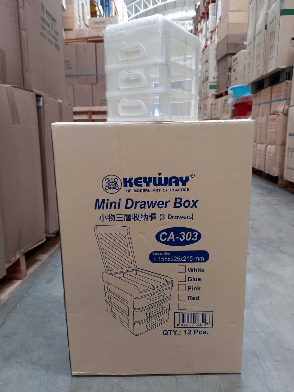 กล่องลิ้นชักมินิ 3 ชั้น เปิดฝาบนได้ CA-303 บรรจุ 12 ชิ้น/ลัง