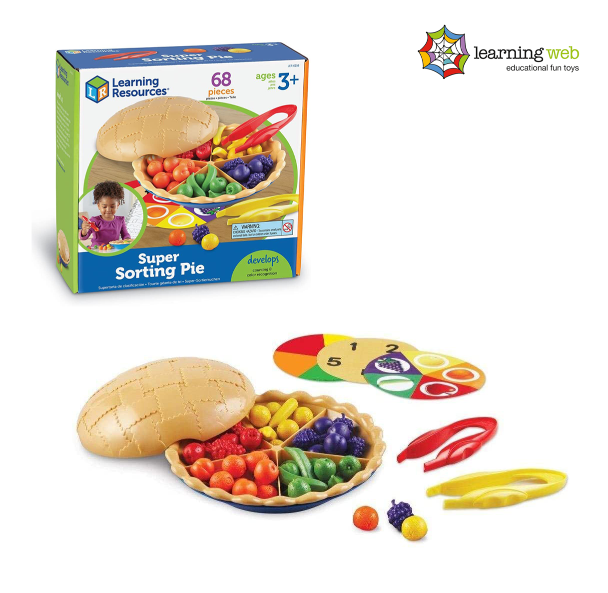 Learning Resources, Super Sorting Pie ของเล่นเสริมพัฒนาการ เกมพายผลไม้ฝึกแยกสี ของเล่นเด็ก 3 ปี+
