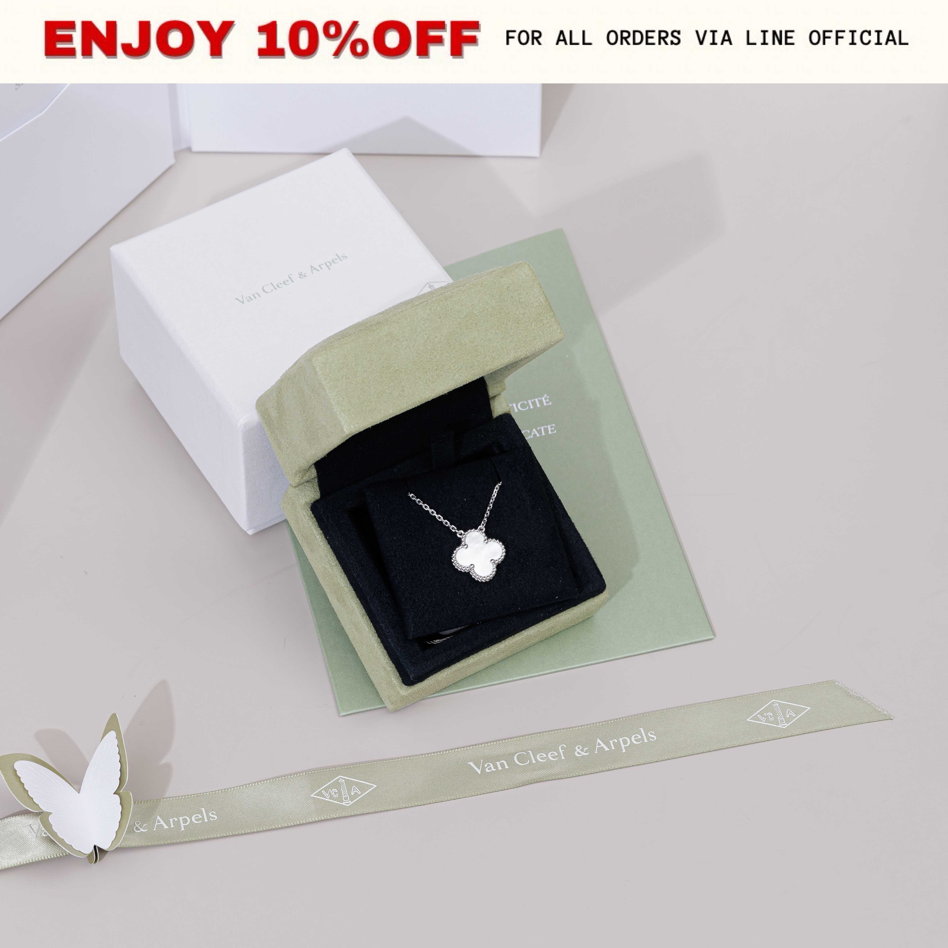 NEW! VAN CLEEF & ARPELS Vintage Alhambra Pendant 18K White Gold, Mother-Of-Pearl | ACC