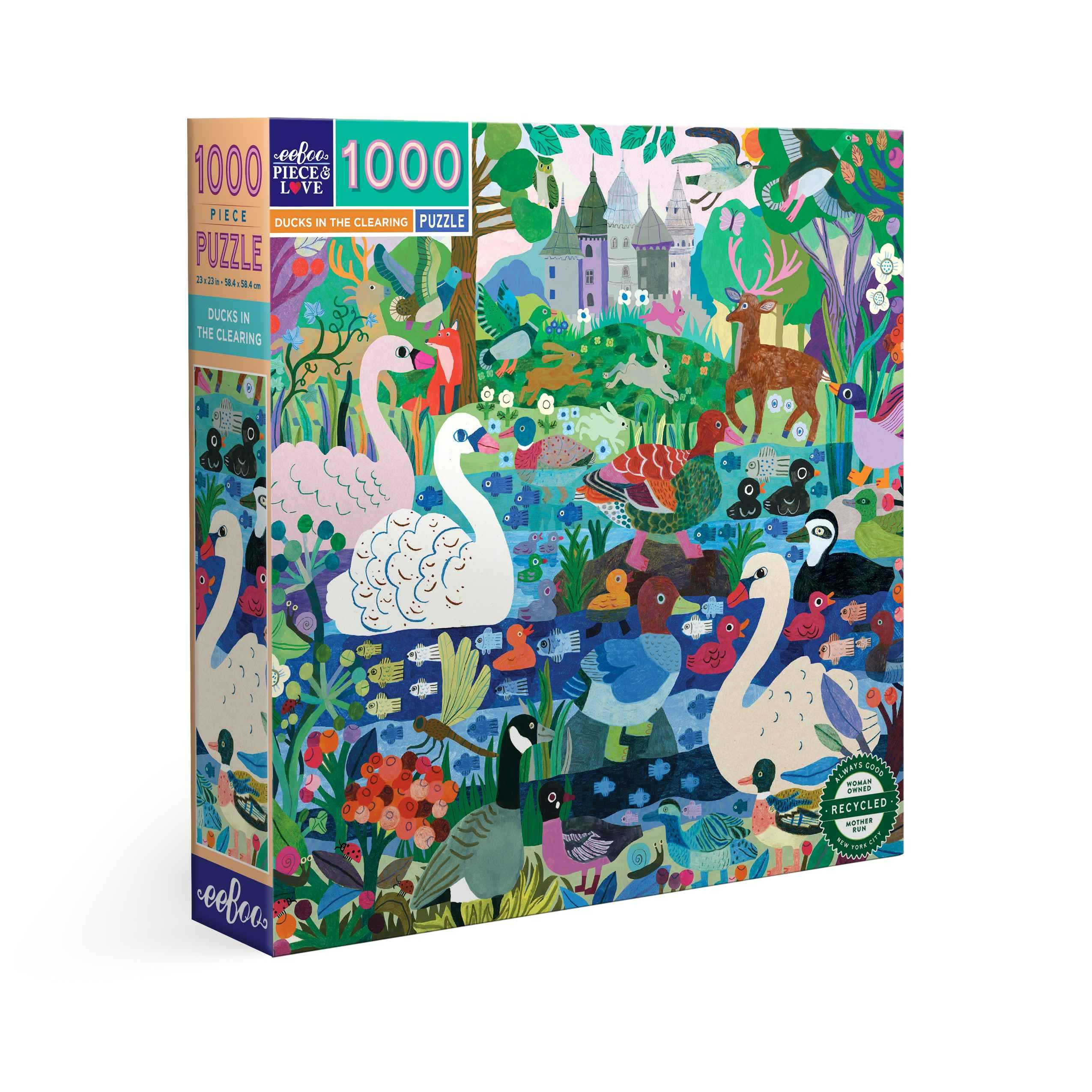 eeBoo Ducks in the Clearing 1000pc Sq Puzzle จิ๊กซอว์รูปเป็ดในสระน้ำแบบ 1000 ชิ้น