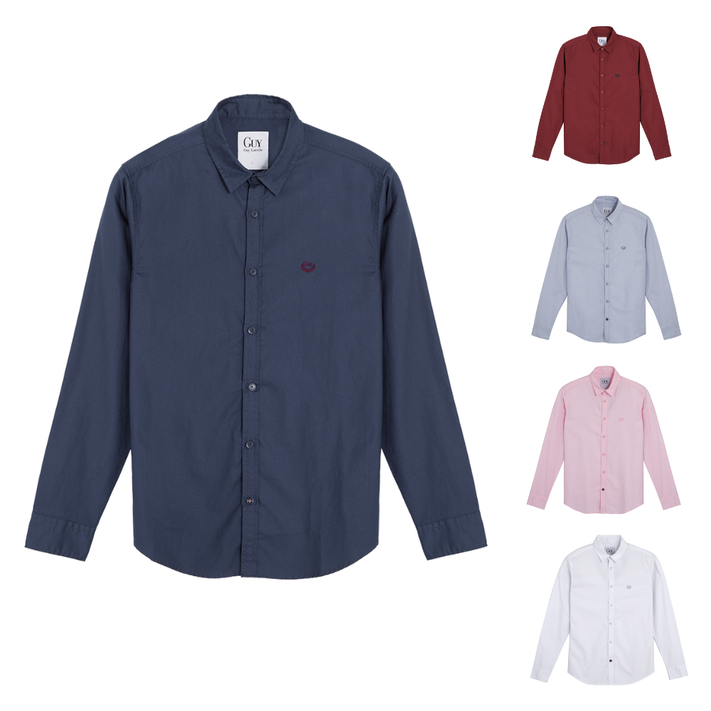 Guy Laroche เสื้อเชิ้ตคอปกสีพื้น Slim fit รุ่นขายดี มีให้เลือก 5 สี(DAC6253P4)