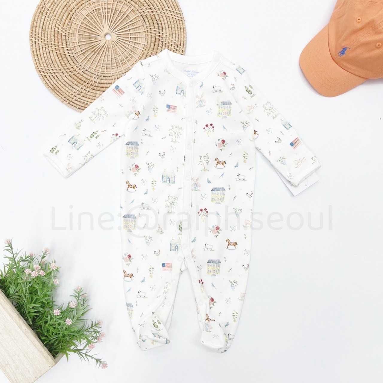 Ralph Lauren Interlock-print Coverall (Baby)