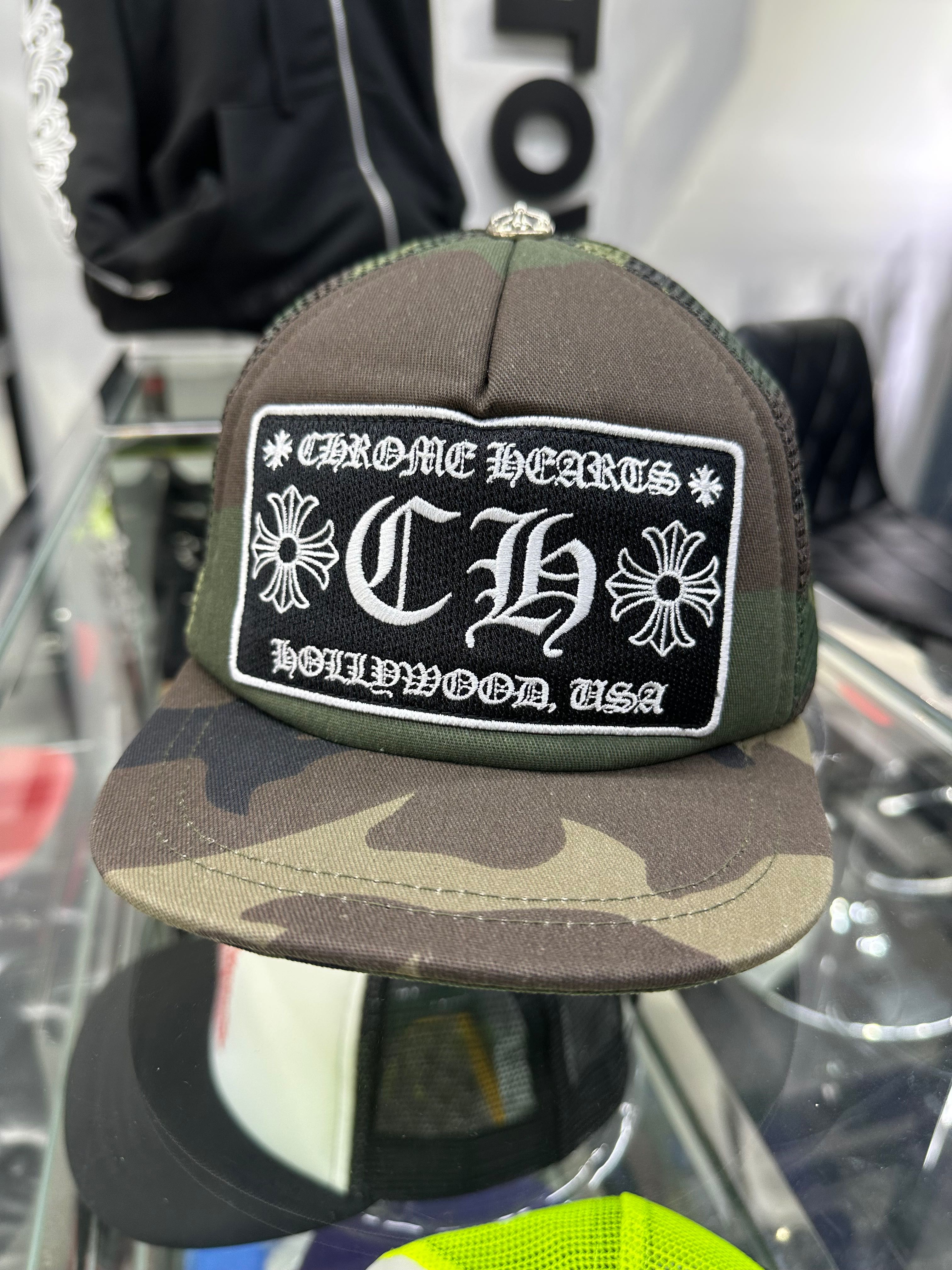 Chrome Hearts CH Hollywood Camo Trucker Hat