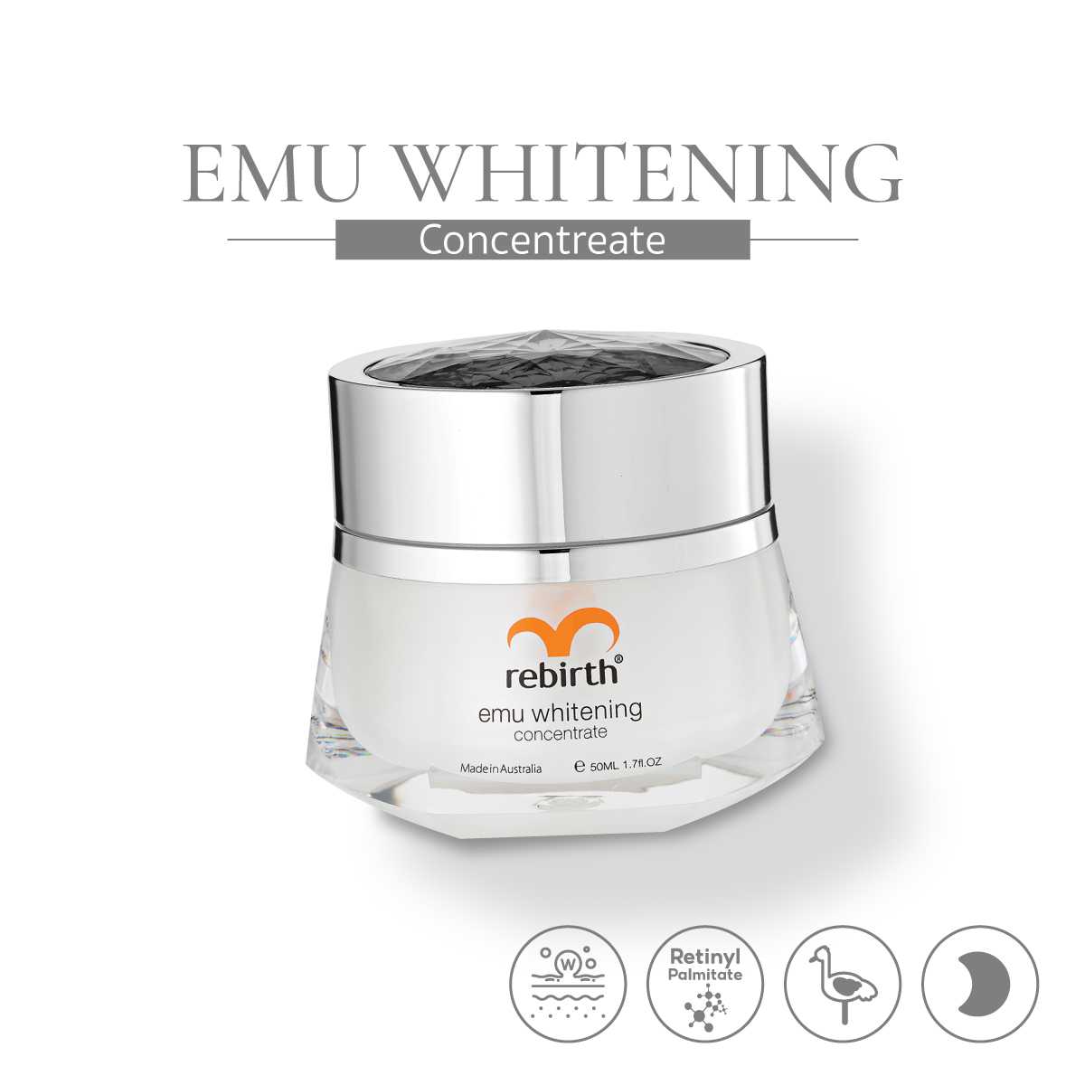 [ครีมอีมูสูตรเข้มข้น] REBIRTH EMU WHITENING CONCENTRATE ขนาด50ml. ลดฝ้า กระ จุดด่างดำ