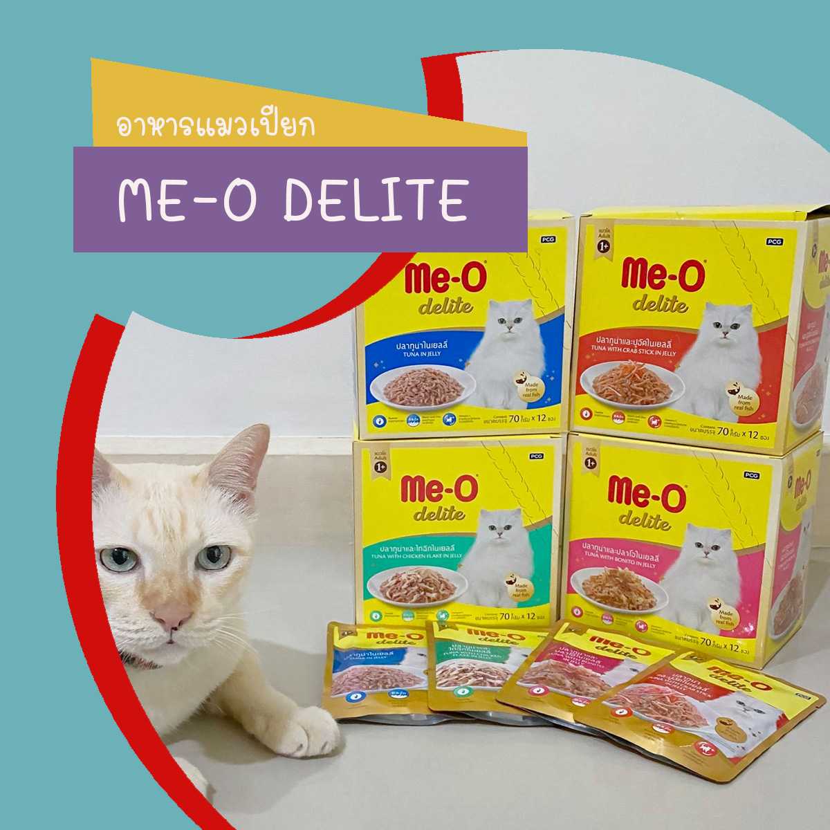[ยกโหล] Me-O Delite มีโอ ดีไลท์ อาหารเปียกแมวชนิดซอง 70g ยกโหล 12 ซอง มีให้เลือก 11 รสชาติ