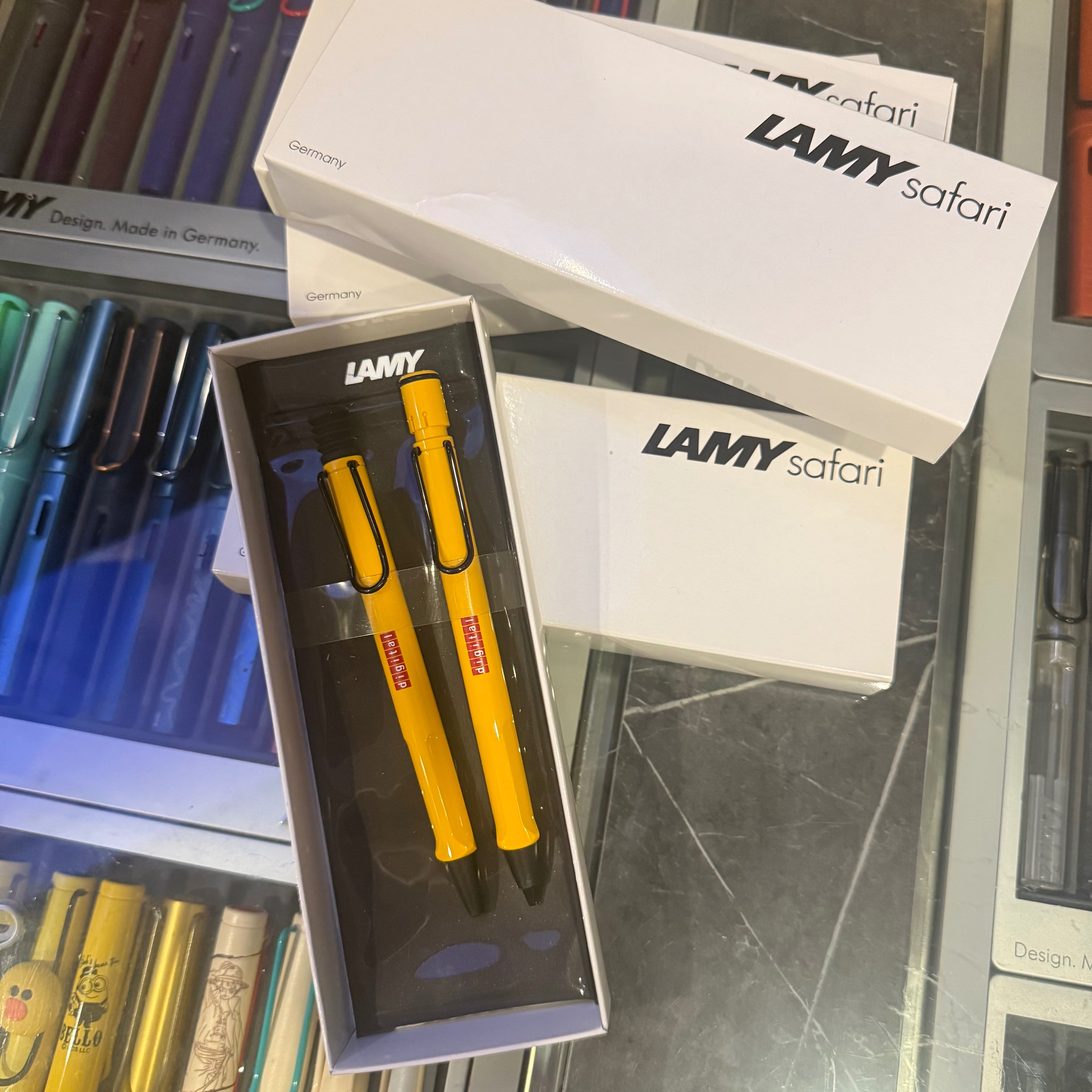 LAMY Safari Yellow black clip Set ( Pencil + Ballpoint + Pouch) เหลืองคลิปดำ