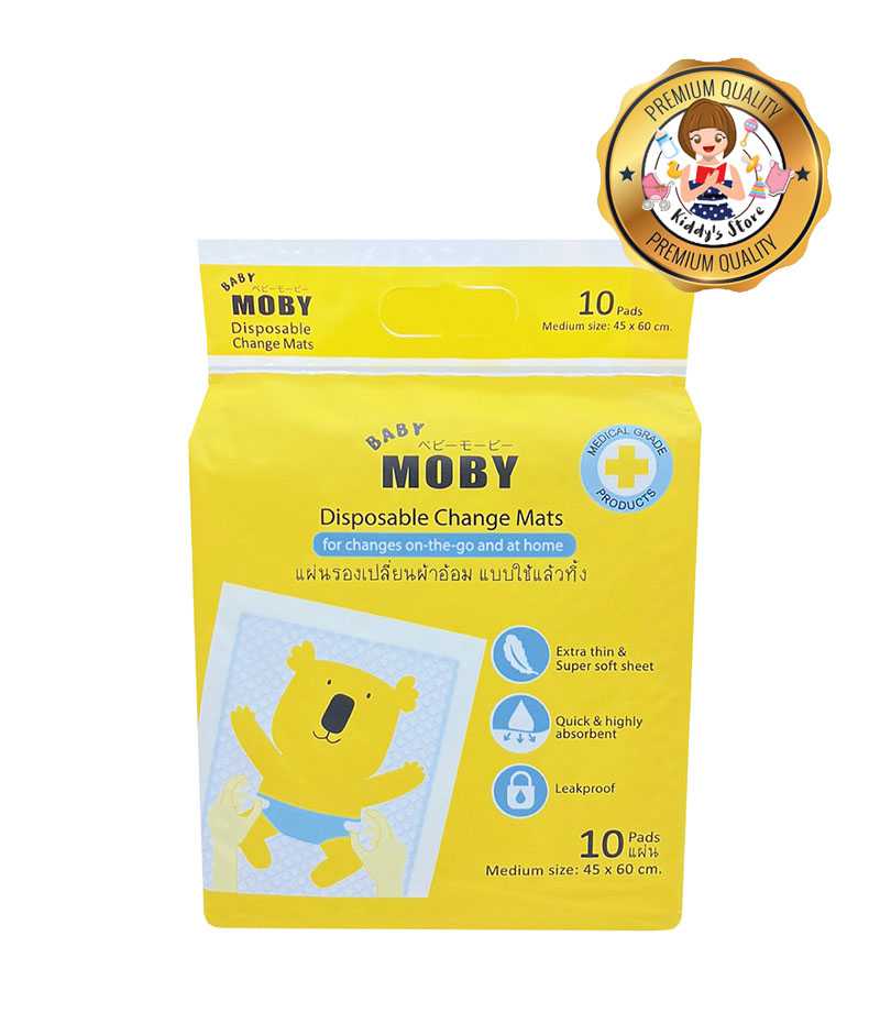 Moby แผ่นรองเปลี่ยนผ้าอ้อม แบบใช้แล้วทิ้ง 10 ชิ้น