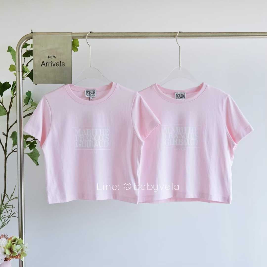 Marithe W Classic Logo Crop Tee (Light Pink)