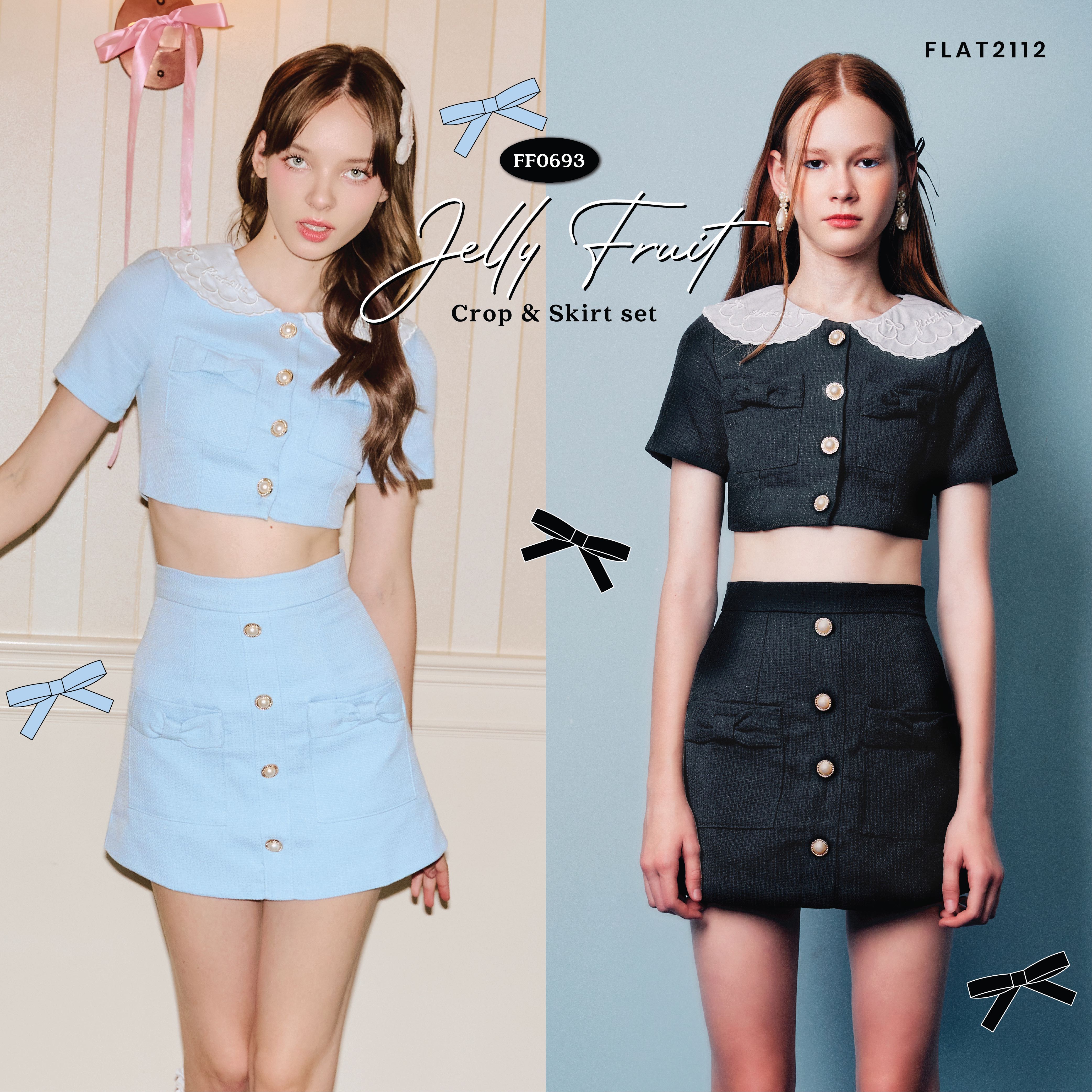 FLAT2112 FF0693 : JELLY FRUIT CROP & SKIRT SET ชุดเซท กระโปรงเข้ารูป