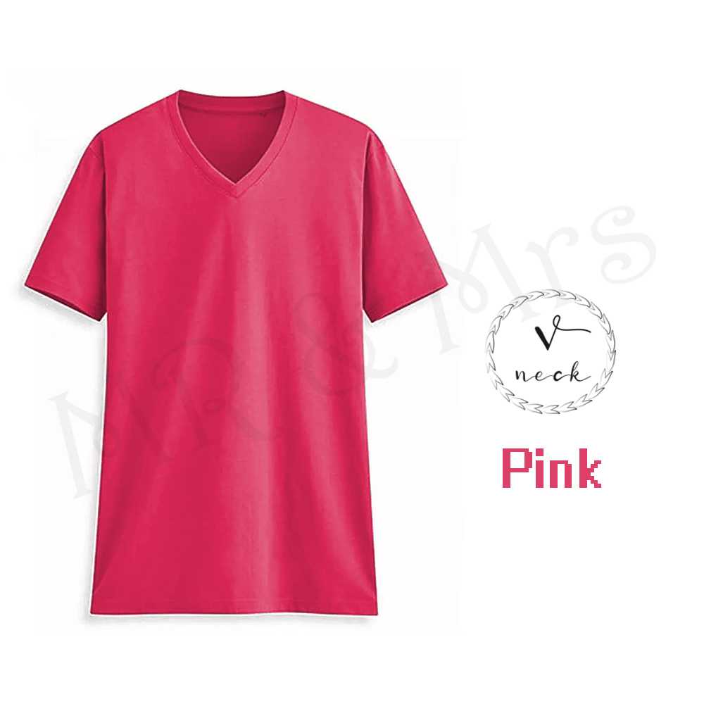 เสื้อยืดสีพื้น เสื้อคอวี เสื้อยืดคอวี T-Shirt ผ้าCotton (สีชมพู)