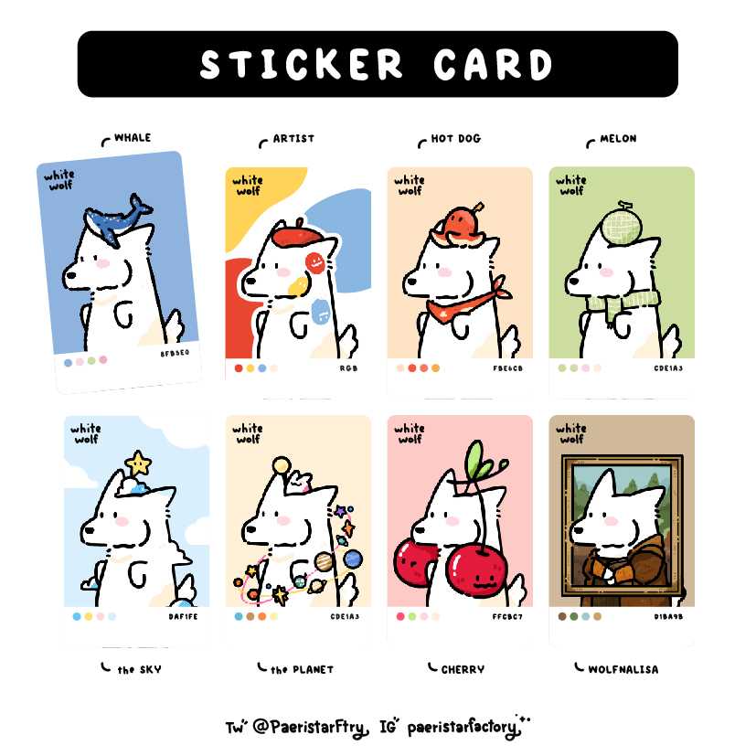 Sticker Card - White Wolf