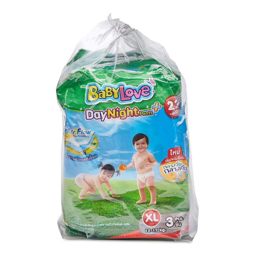 เบบี้เลิฟ เดย์แอนด์ไนท์แพ้นท์ XL 3 ชิ้นx4 ห่อ 8850709762141 (02)