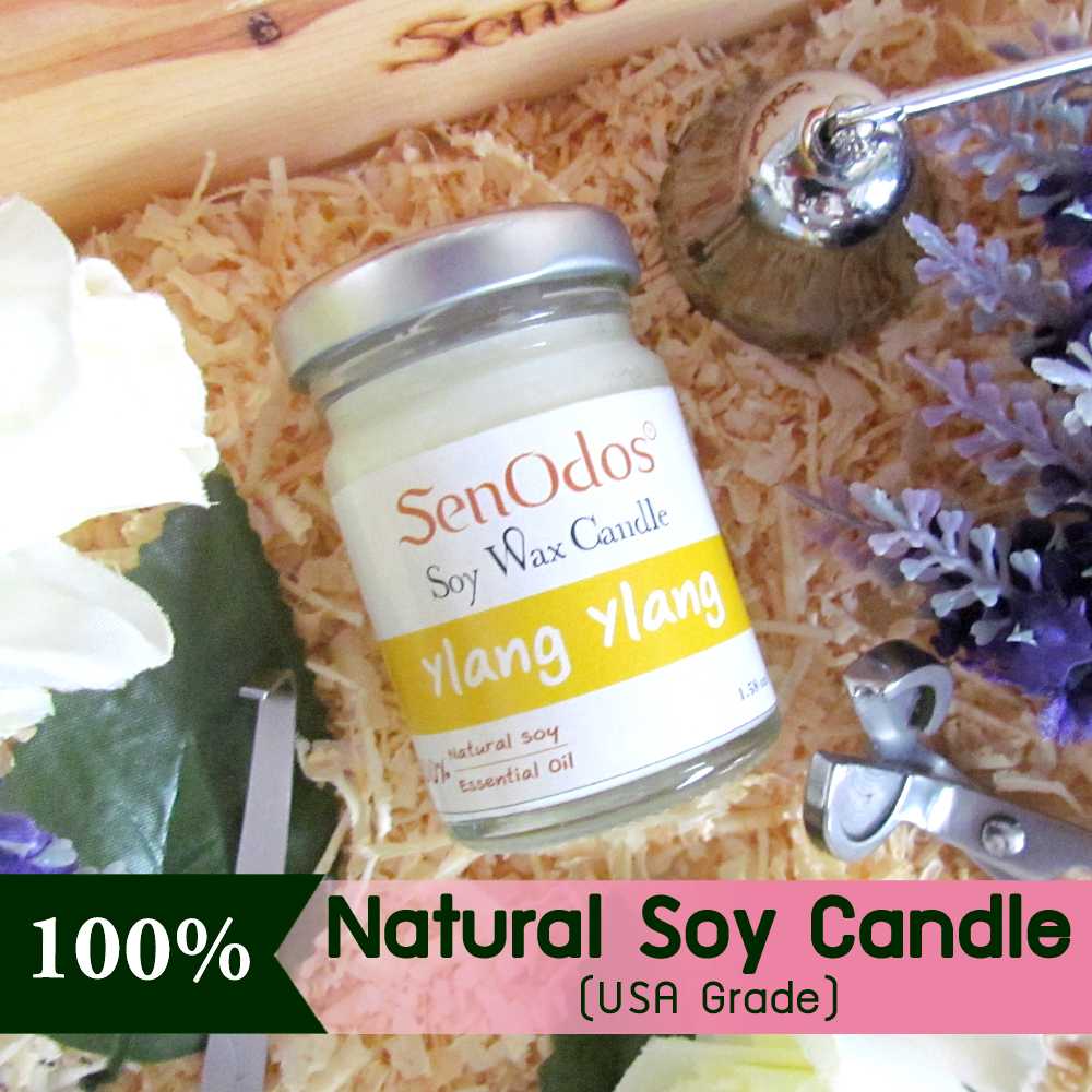 เทียนหอม อโรม่า เทียนหอมสปา Ylang Ylang Scented Soy Candle Aroma 45 g - กลิ่นกระดังงาแท้