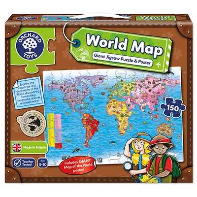 ORCHARD TOYS, World Map Puzzle and Poster  สำหรับ 5-10 ปี ลิขสิทธิ์แท้ นำเข้าจากอังกฤษ