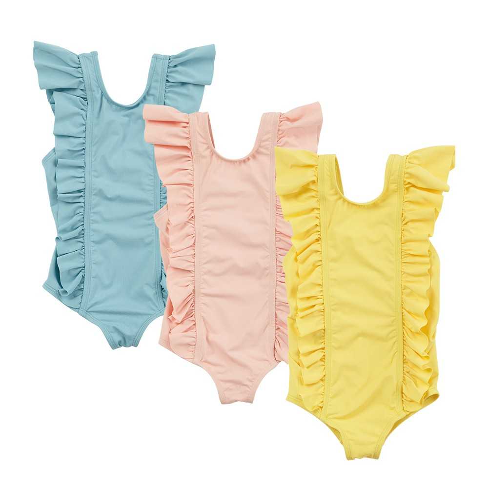 kidsumplay frill swimsuit ชุดว่ายน้ำเด็กหญิงป้องกัน UV แบบระบายไหล่ข้างหน้า