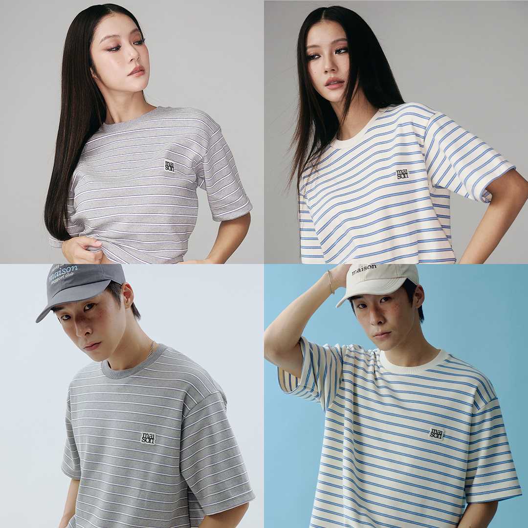 maison KEEPS | The Oversized Frank Tee | Unisex | เสื้อยืด ลายทาง ปักโลโก้