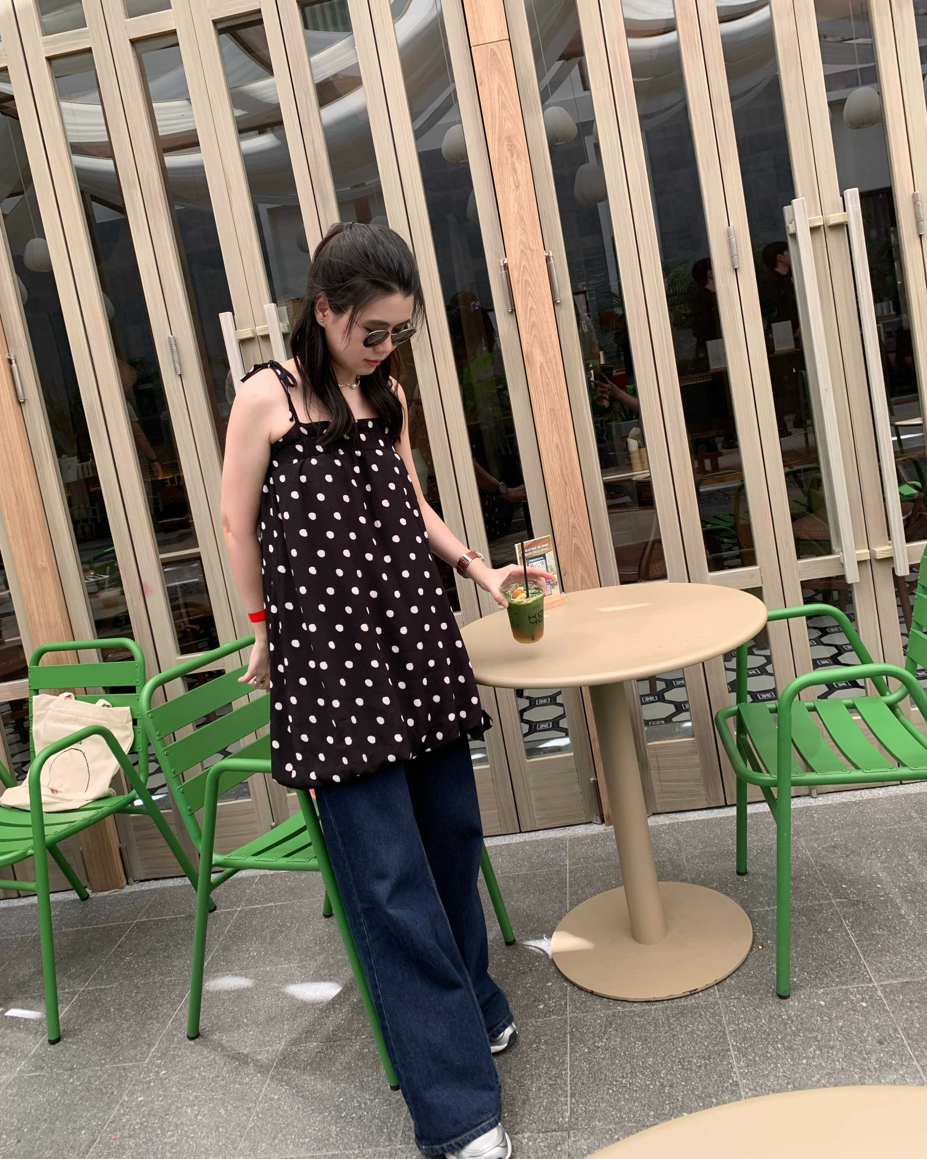 BIRUCHU HOOLA 2 Way MINI DRESS / BLOUSE - Polka dot