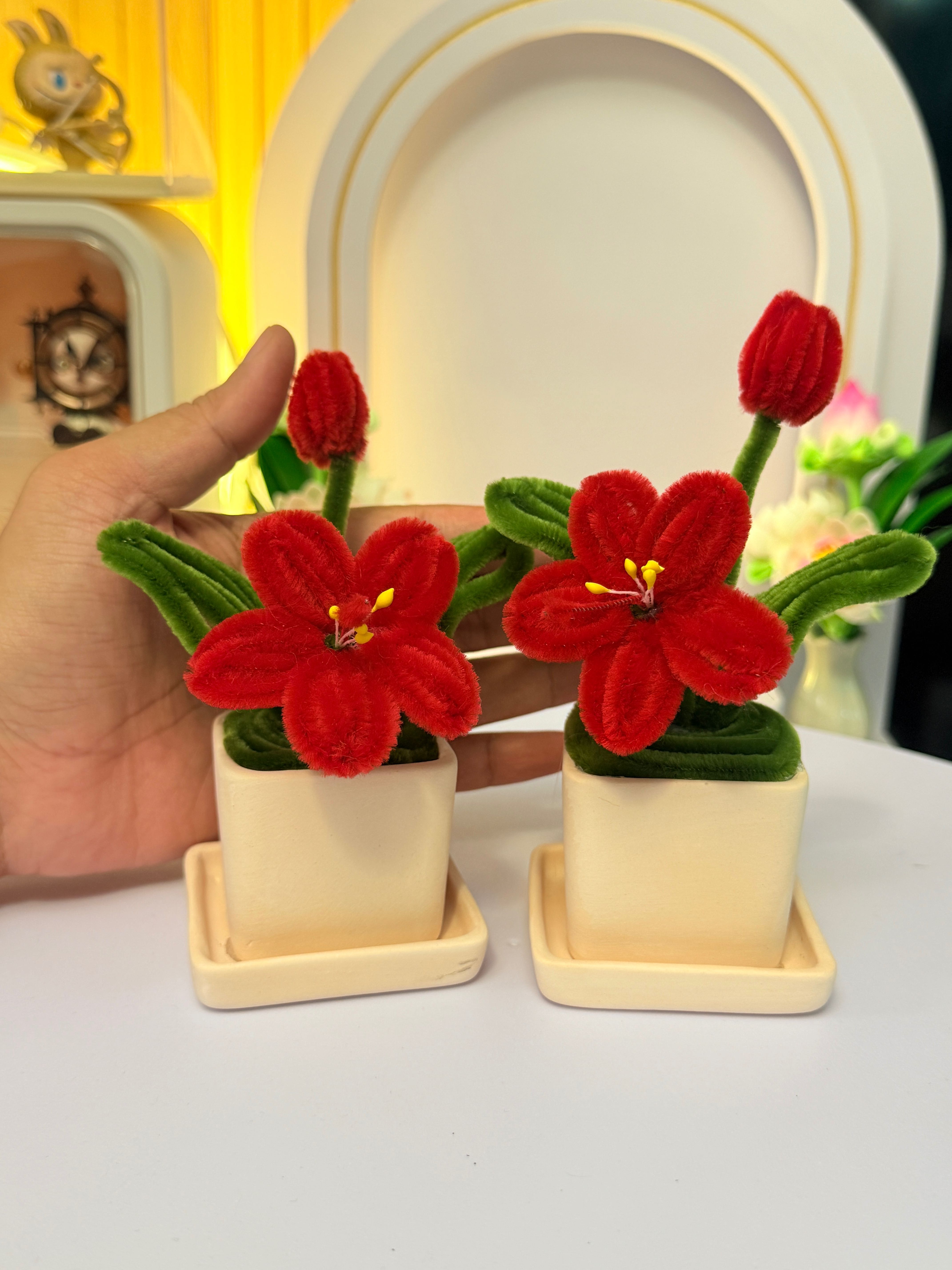 แจกันดอกชบาแดง🌺ถวาย