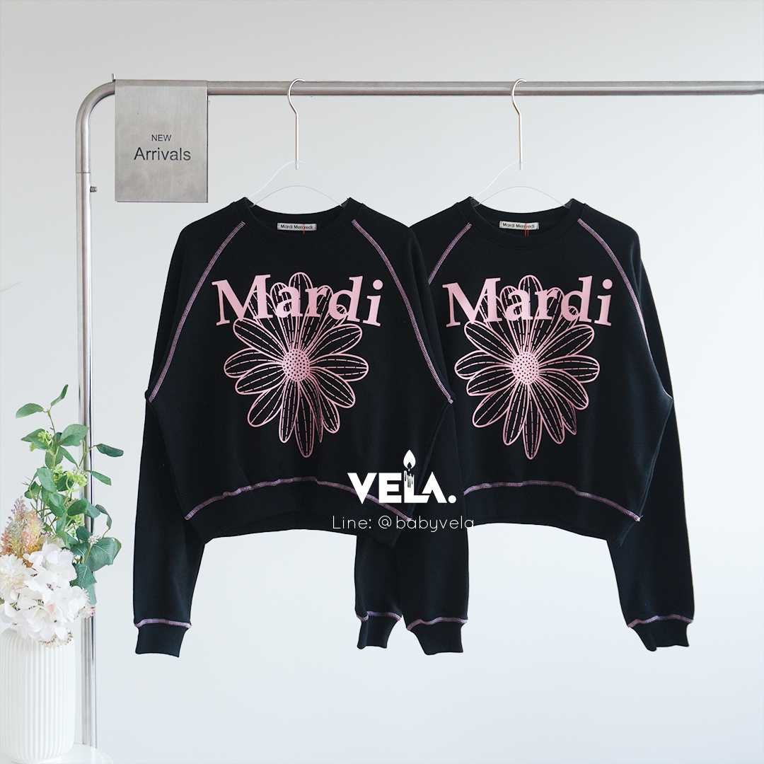 Mardi Sweatshirt Raglan Flowermardi (Black Pink)